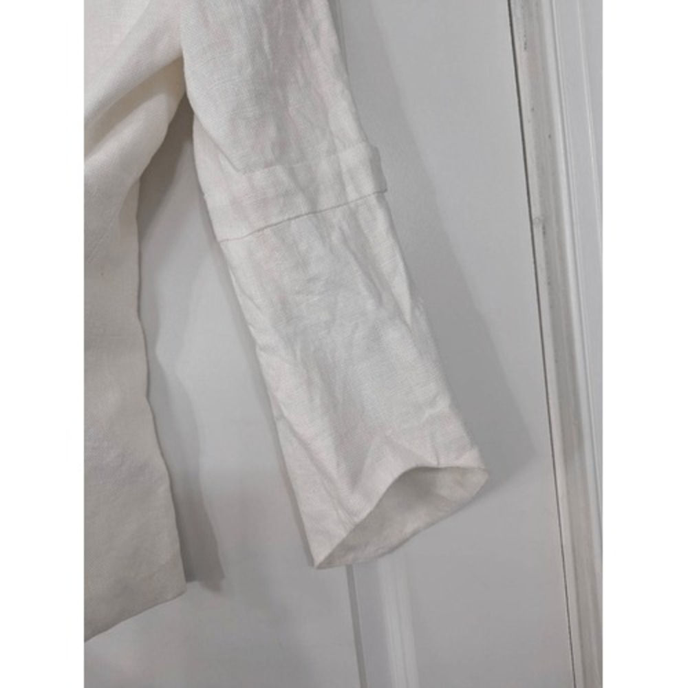 Carolina Herrera Linen Blazer women's 14 white Neiman Marcus Vintage luxury - Picture 5 of 8